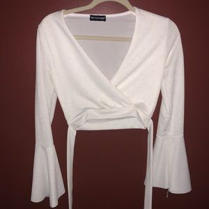 White Long Sleeve Crop